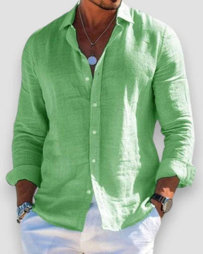 Mason | Camicia da uomo in lino leggero a maniche lunghe con taglio comodo e bottoni