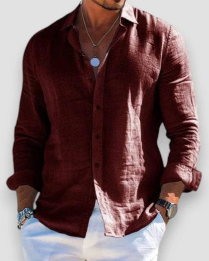 Mason | Camicia da uomo in lino leggero a maniche lunghe con taglio comodo e bottoni