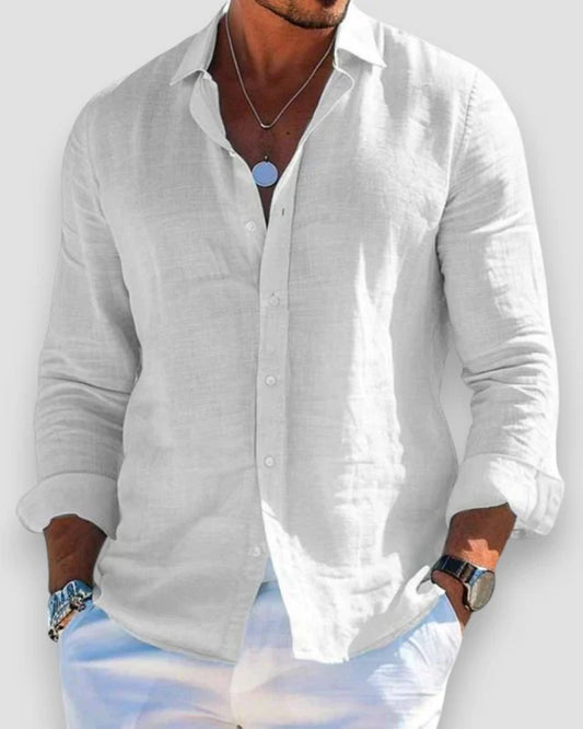 Mason | Camicia da uomo in lino leggero a maniche lunghe con taglio comodo e bottoni