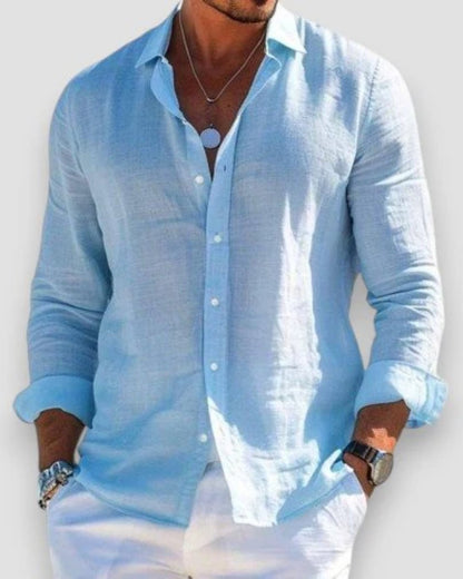 Mason | Camicia da uomo in lino leggero a maniche lunghe con taglio comodo e bottoni