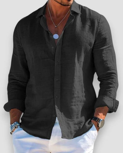 Mason | Camicia da uomo in lino leggero a maniche lunghe con taglio comodo e bottoni