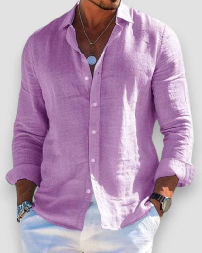 Mason | Camicia da uomo in lino leggero a maniche lunghe con taglio comodo e bottoni