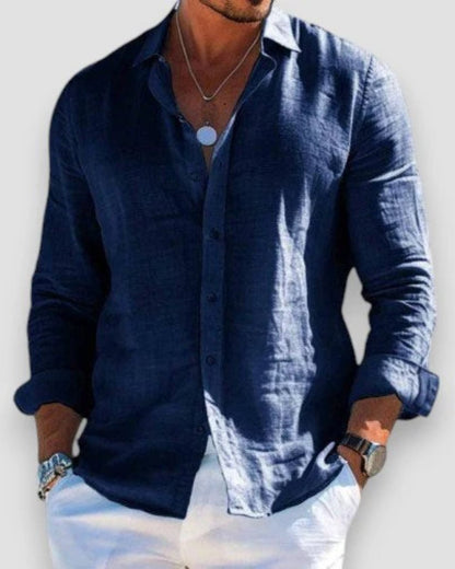 Mason | Camicia da uomo in lino leggero a maniche lunghe con taglio comodo e bottoni