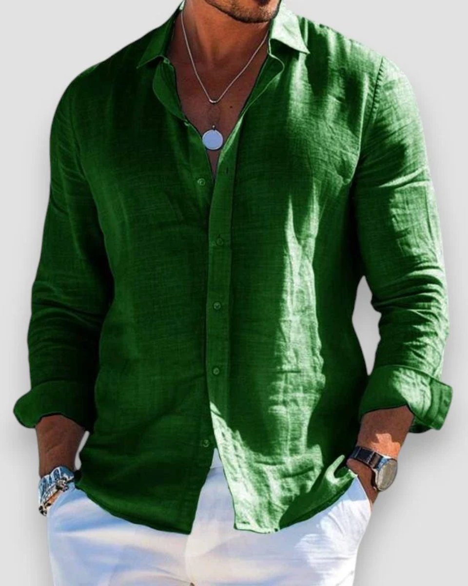 Mason | Camicia da uomo in lino leggero a maniche lunghe con taglio comodo e bottoni