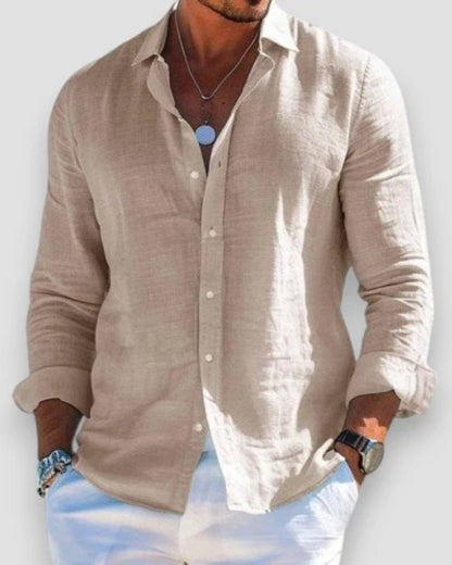 Mason | Camicia da uomo in lino leggero a maniche lunghe con taglio comodo e bottoni