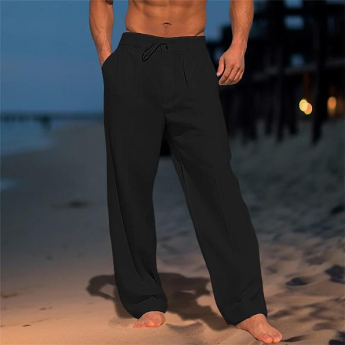 James | Pantaloni da uomo in lino dal taglio ampio e rilassato con coulisse