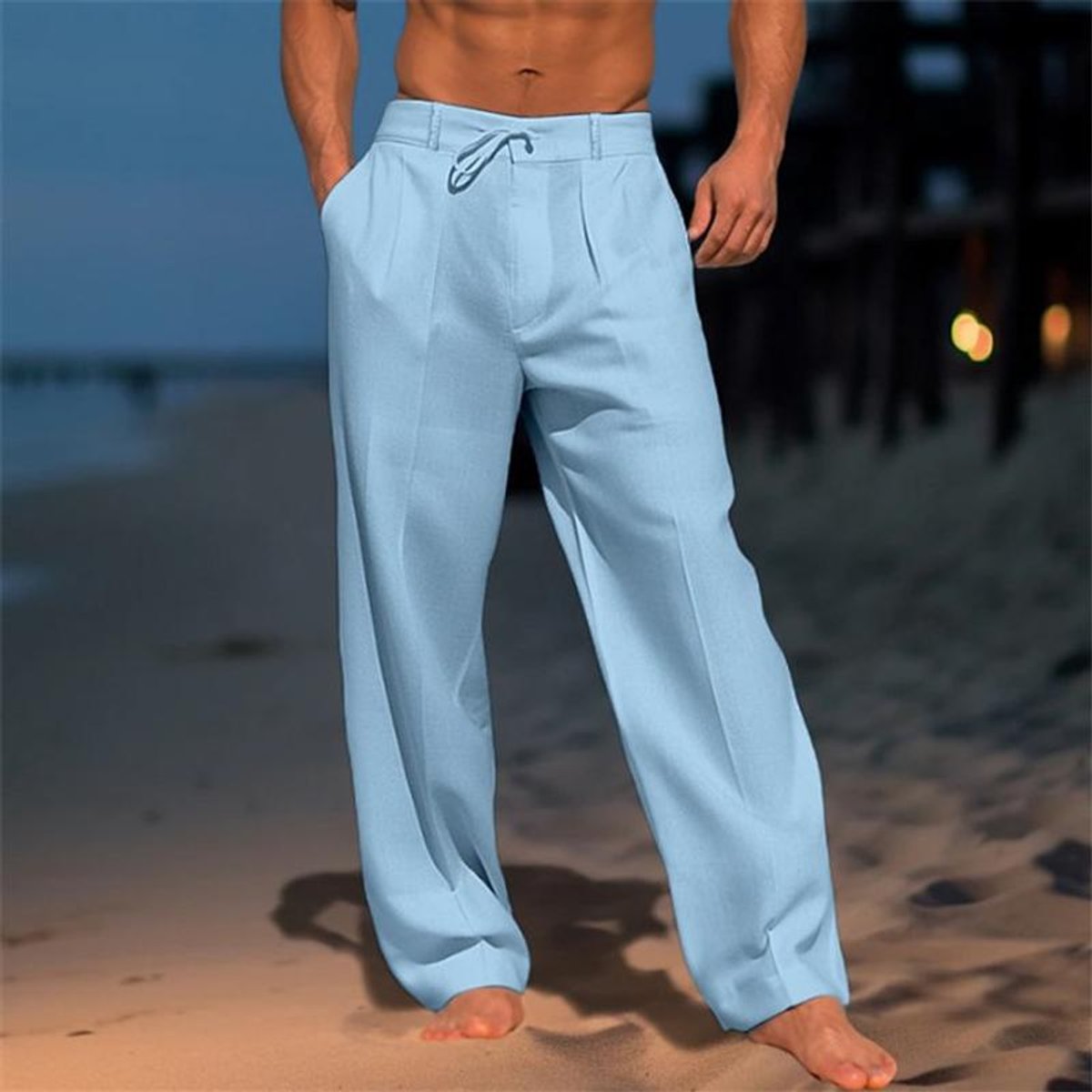 James | Pantaloni da uomo in lino dal taglio ampio e rilassato con coulisse