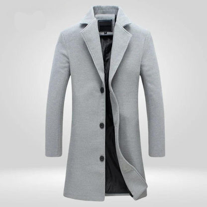 Lucas | Cappotto da uomo in lana a single-breasted con revers a notch lungo