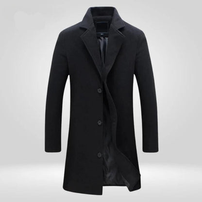 Lucas | Cappotto da uomo in lana a single-breasted con revers a notch lungo