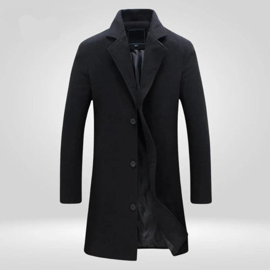 Lucas | Cappotto da uomo in lana a single-breasted con revers a notch lungo