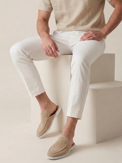 Elijah | Mules da uomo senza lacci, con tallone aperto e dettagli cuciti, stile casual
