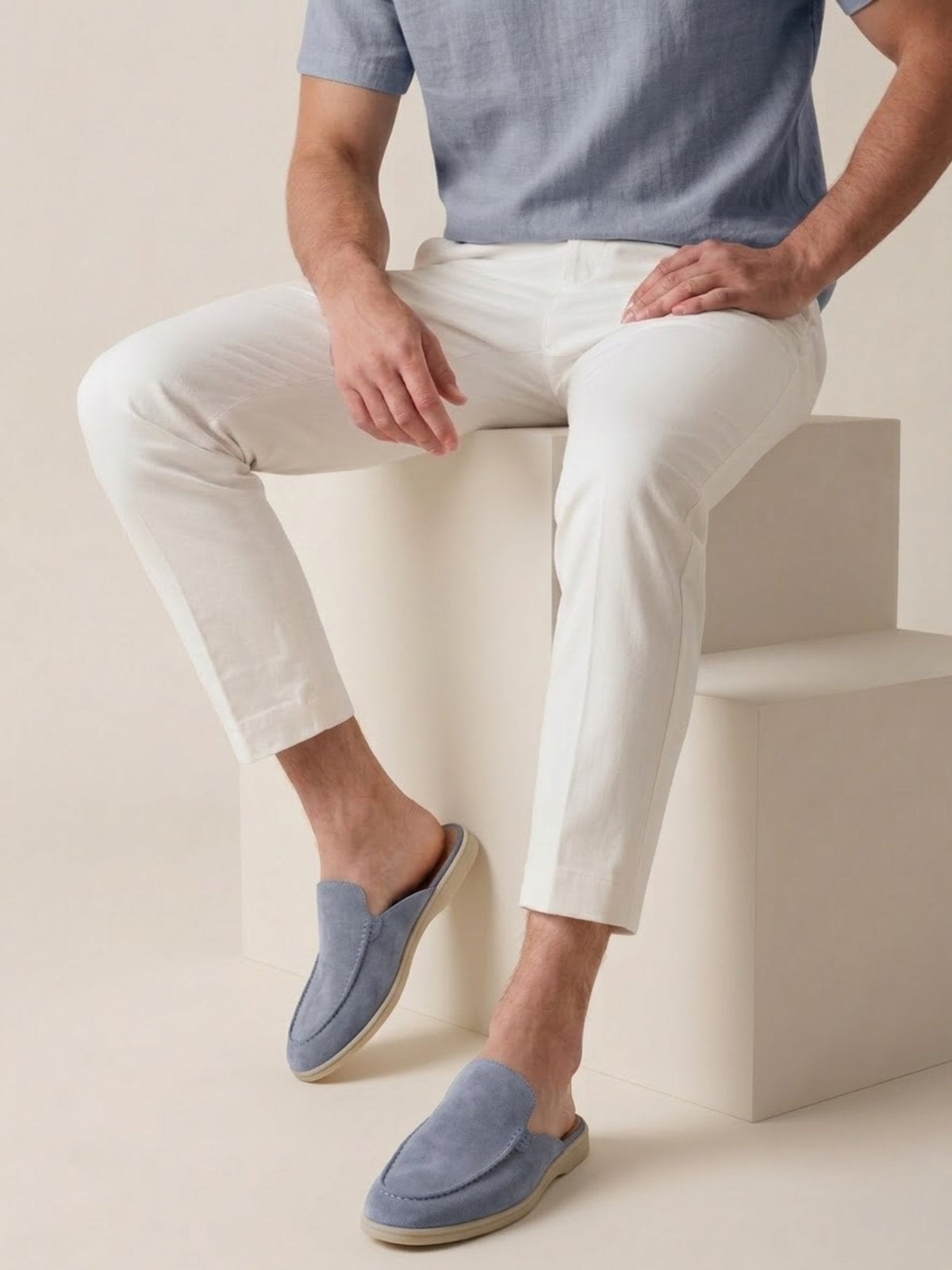 Elijah | Mules da uomo senza lacci, con tallone aperto e dettagli cuciti, stile casual