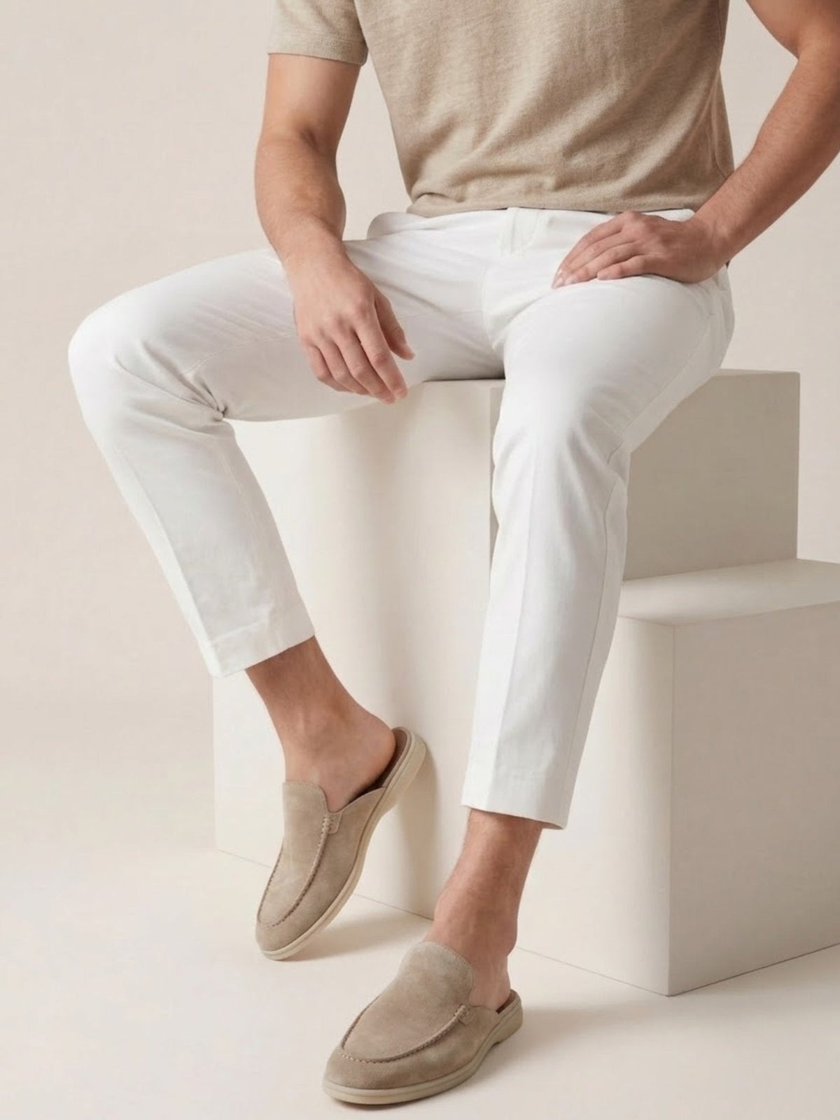 Elijah | Mules da uomo senza lacci, con tallone aperto e dettagli cuciti, stile casual