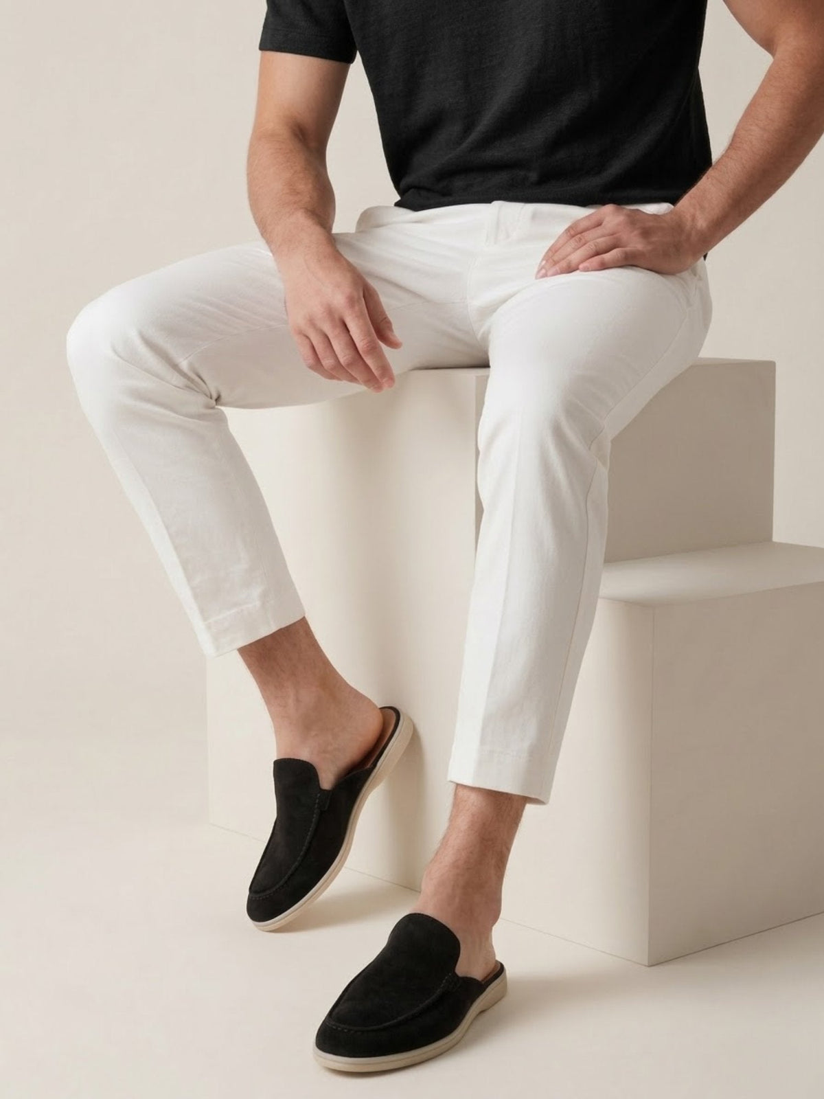 Elijah | Mules da uomo senza lacci, con tallone aperto e dettagli cuciti, stile casual