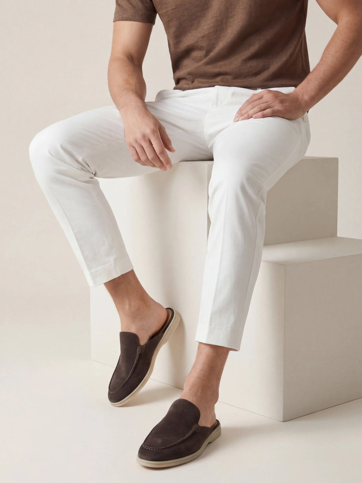 Elijah | Mules da uomo senza lacci, con tallone aperto e dettagli cuciti, stile casual