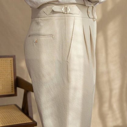 Caleb | Pantaloni da uomo su misura a vita alta con pieghe e orlo risvoltato