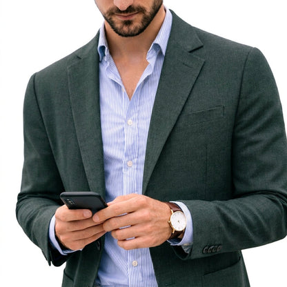 Ryan | Giacca da uomo in maglia su misura, cappotto invernale da uomo con revers a cresta