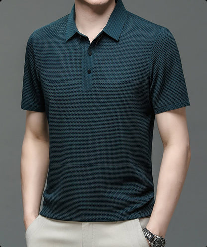 Jackson | Polo da uomo in rete traspirante con texture e bottoni