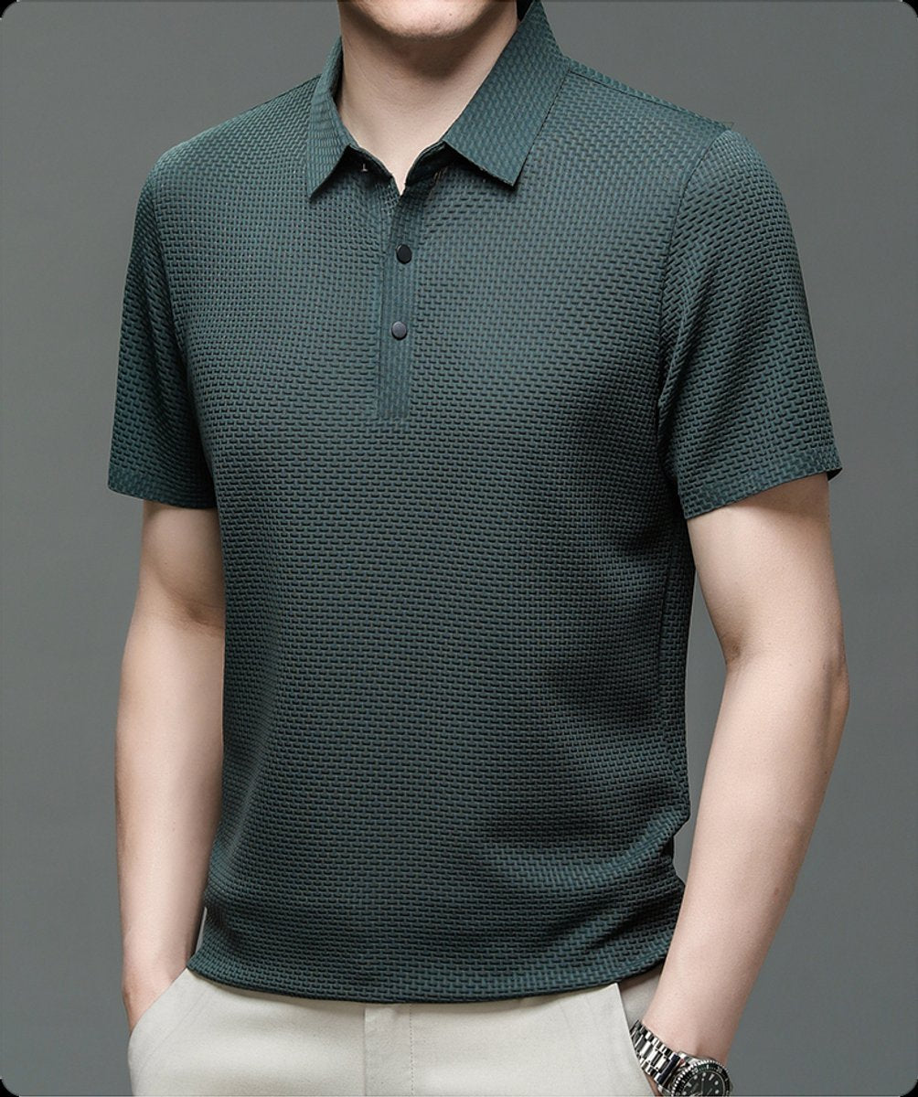 Jackson | Polo da uomo in rete traspirante con texture e bottoni