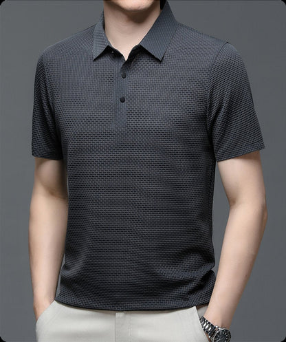 Jackson | Polo da uomo in rete traspirante con texture e bottoni