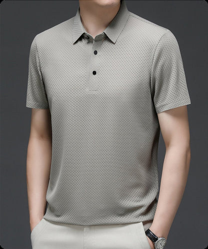 Jackson | Polo da uomo in rete traspirante con texture e bottoni