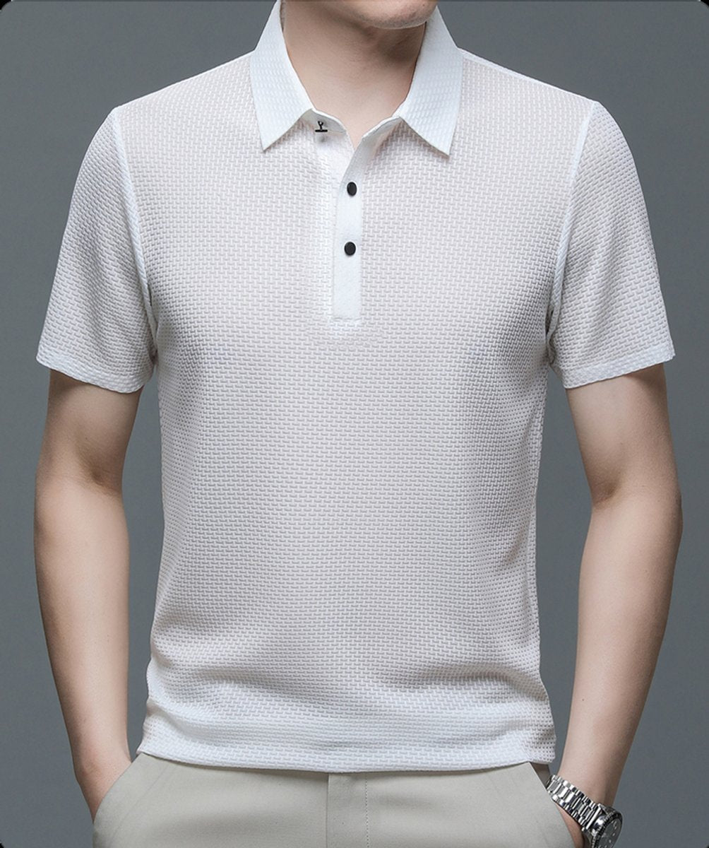 Jackson | Polo da uomo in rete traspirante con texture e bottoni