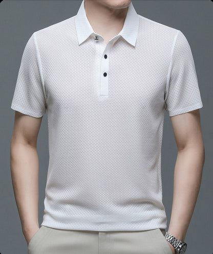 Jackson | Polo da uomo in rete traspirante con texture e bottoni