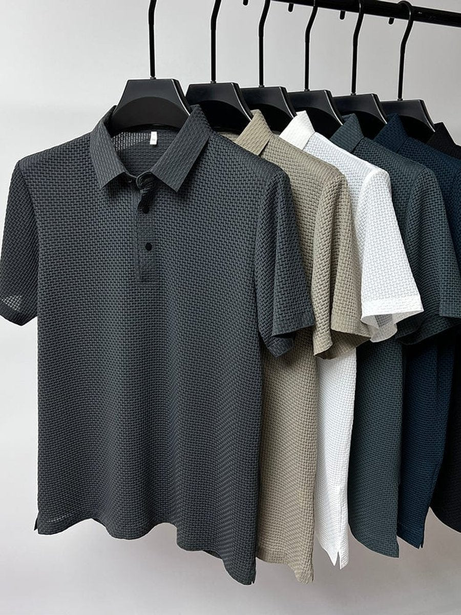 Jackson | Polo da uomo in rete traspirante con texture e bottoni