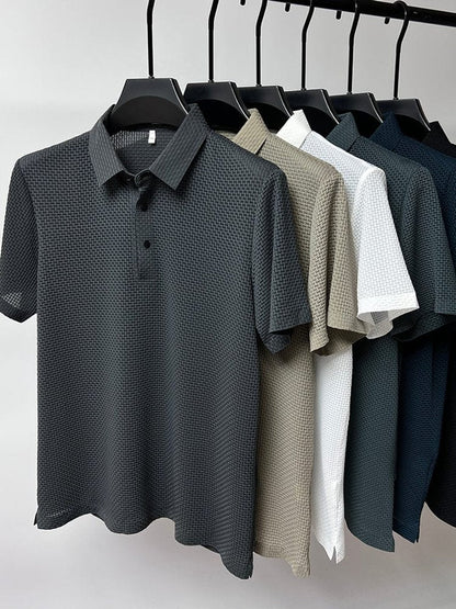 Jackson | Polo da uomo in rete traspirante con texture e bottoni