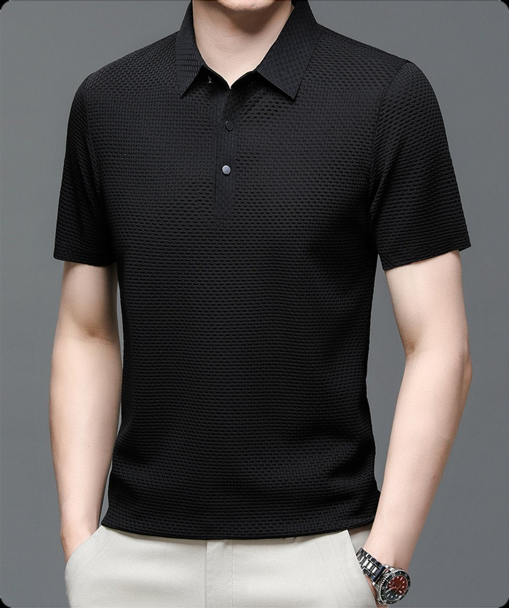 Jackson | Polo da uomo in rete traspirante con texture e bottoni