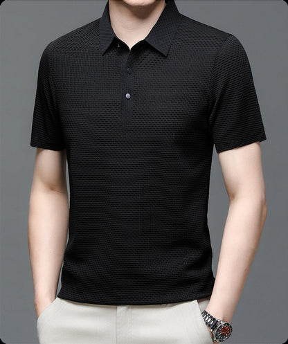 Jackson | Polo da uomo in rete traspirante con texture e bottoni