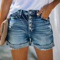 Penelope | Shorts in denim da donna a vita alta con abbottonatura frontale