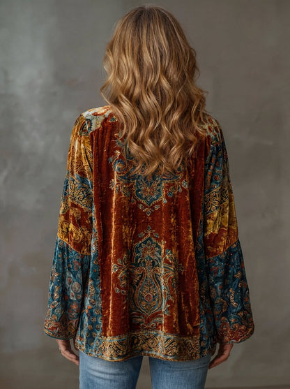 Sophia | Giacca trapuntata stile boho da donna, cardigan kimono vintage dalla vestibilità ampia