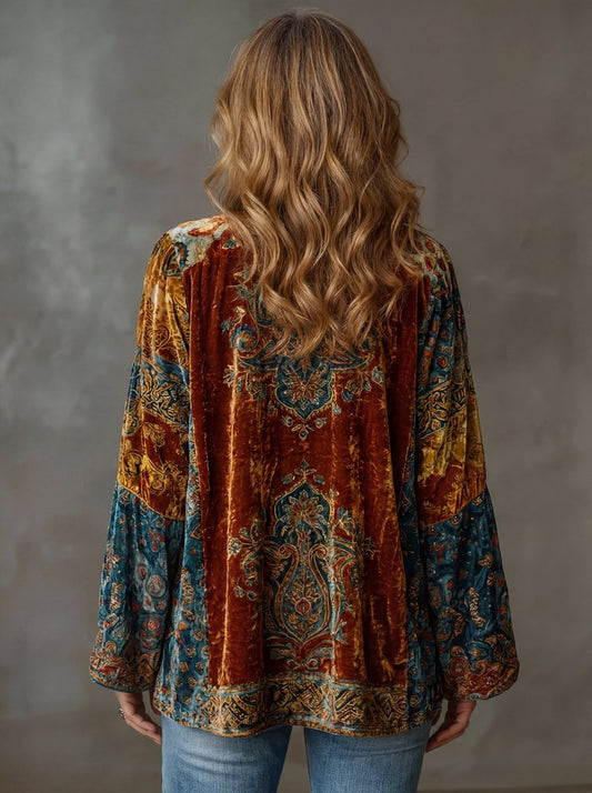 Sophia | Giacca trapuntata stile boho da donna, cardigan kimono vintage dalla vestibilità ampia