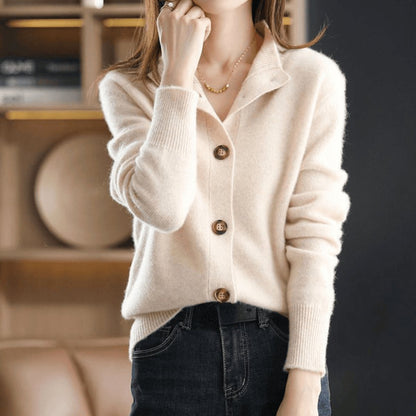 Camila | Cardigan da donna in maglia con bottoni sul davanti, in misto cashmere