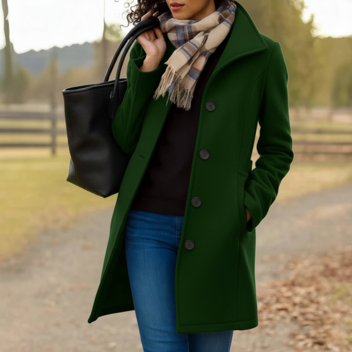 Emma | Cappotto classico da donna a mezza lunghezza, monopetto, in misto lana