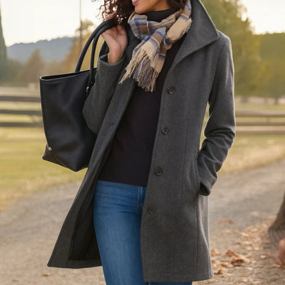 Emma | Cappotto classico da donna a mezza lunghezza, monopetto, in misto lana