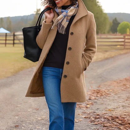 Emma | Cappotto classico da donna a mezza lunghezza, monopetto, in misto lana