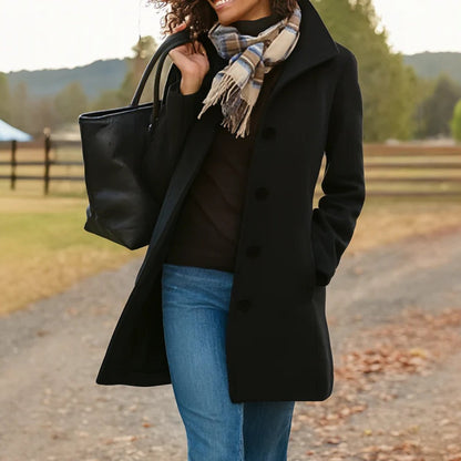 Emma | Cappotto classico da donna a mezza lunghezza, monopetto, in misto lana