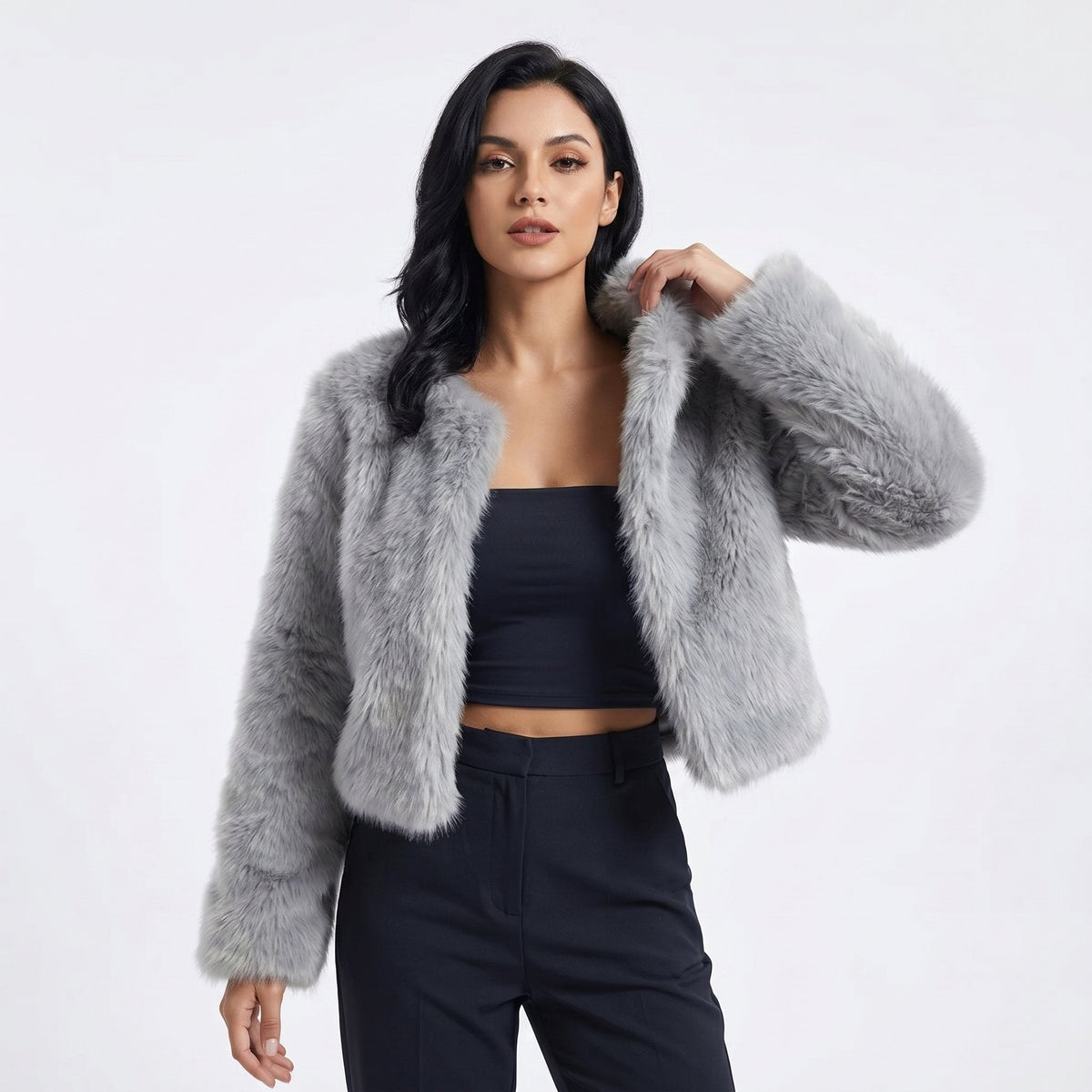 Mia | Cardigan corto da donna in pelliccia sintetica
