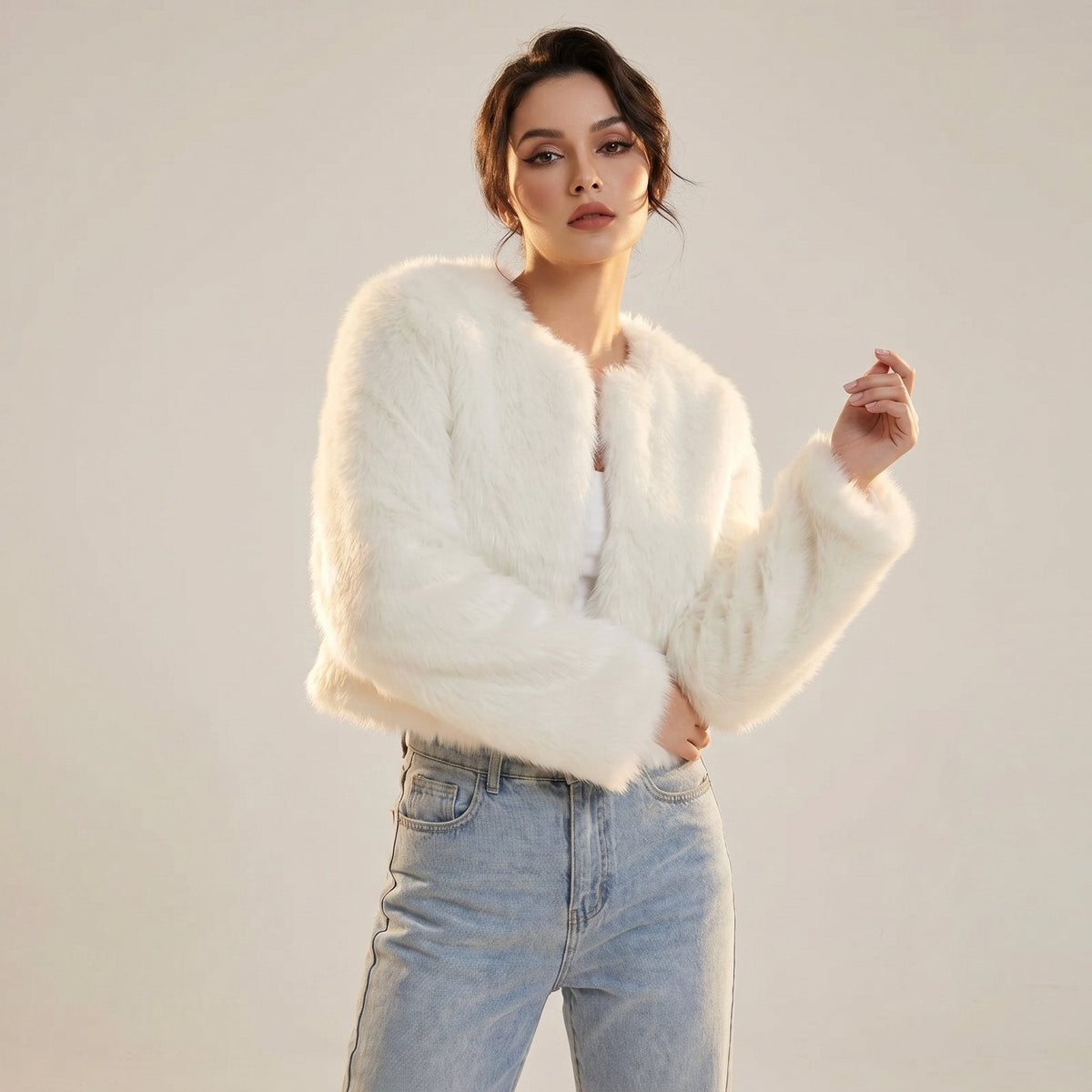 Mia | Cardigan corto da donna in pelliccia sintetica