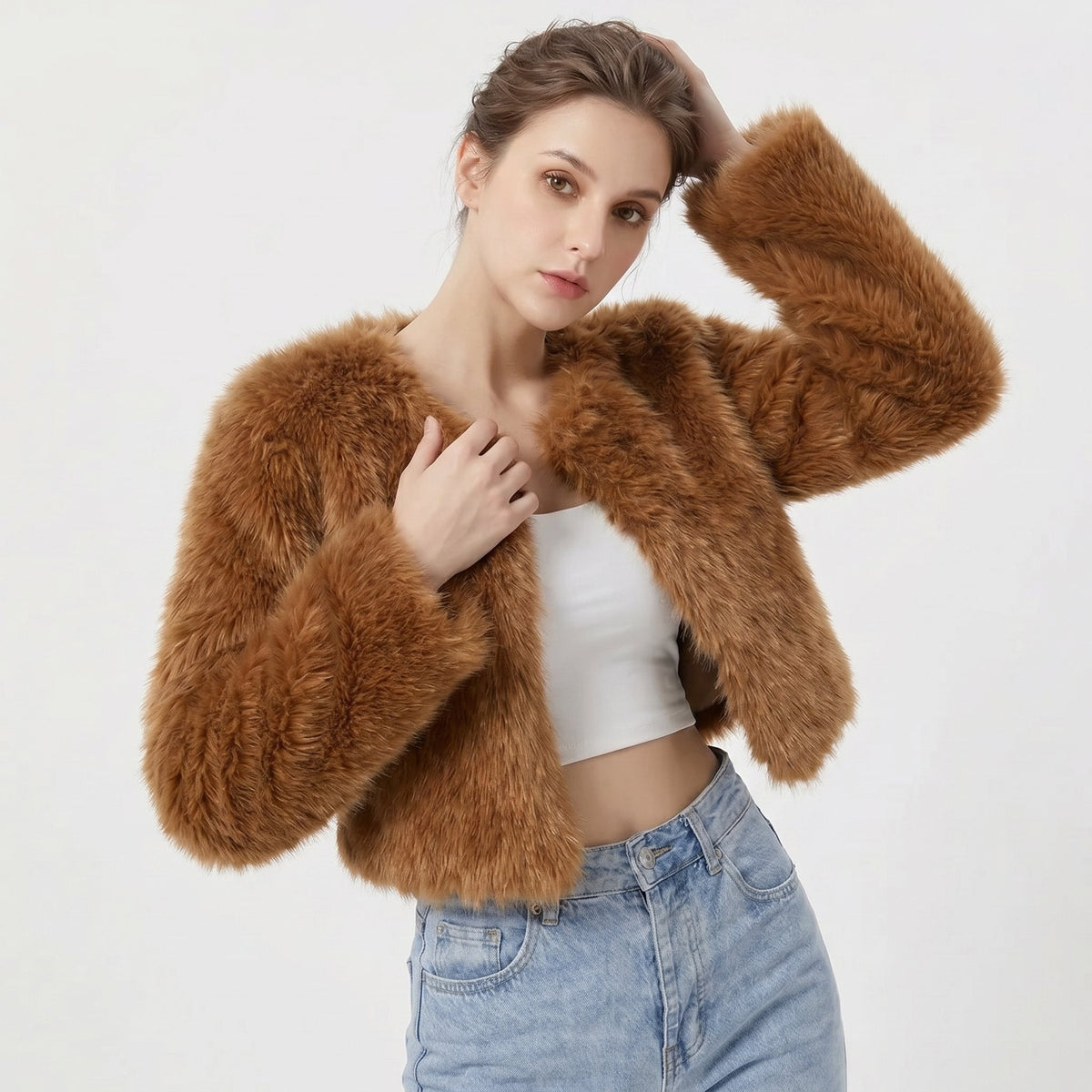 Mia | Cardigan corto da donna in pelliccia sintetica
