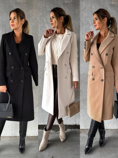 Scarlett | Cappotto midi da donna a maniche lunghe e doppiopetto