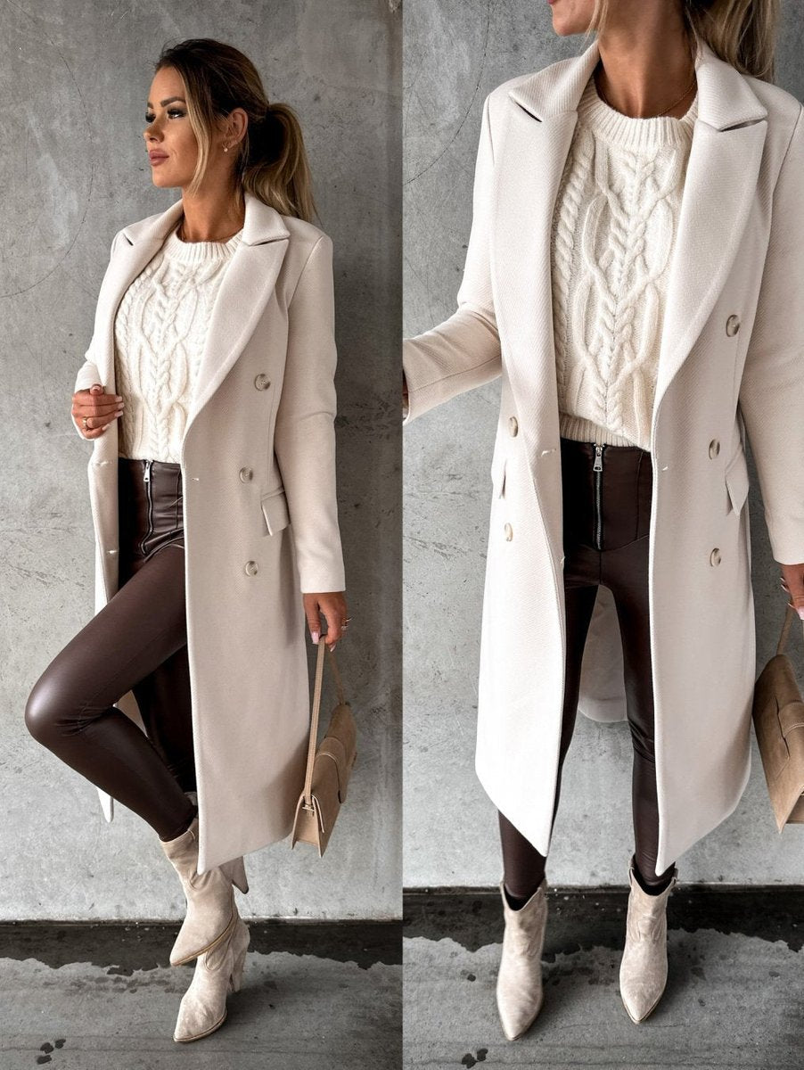 Scarlett | Cappotto midi da donna a maniche lunghe e doppiopetto