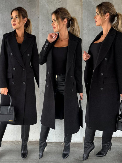 Scarlett | Cappotto midi da donna a maniche lunghe e doppiopetto
