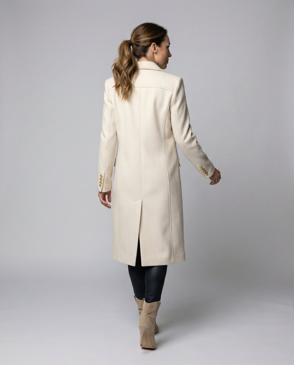 Scarlett | Cappotto midi da donna a maniche lunghe e doppiopetto