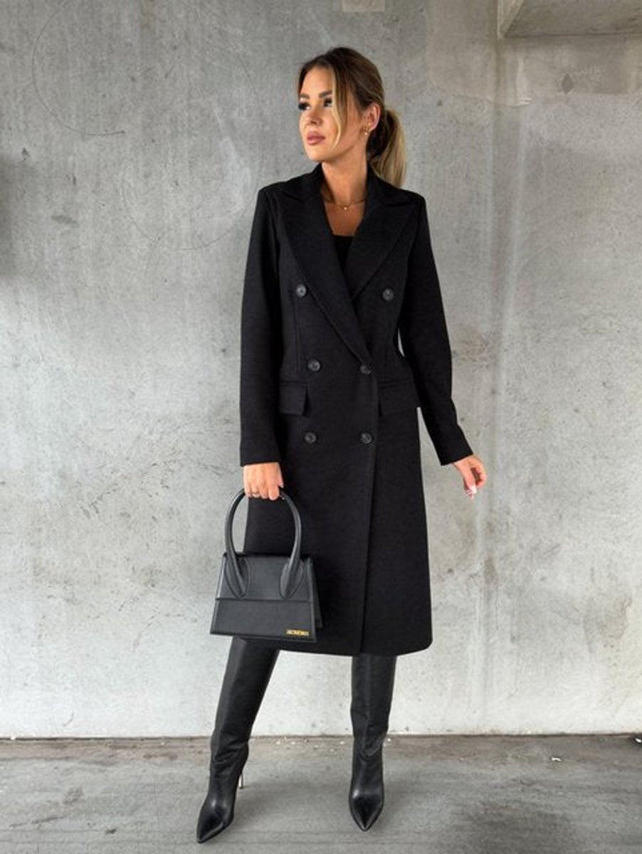 Scarlett | Cappotto midi da donna a maniche lunghe e doppiopetto