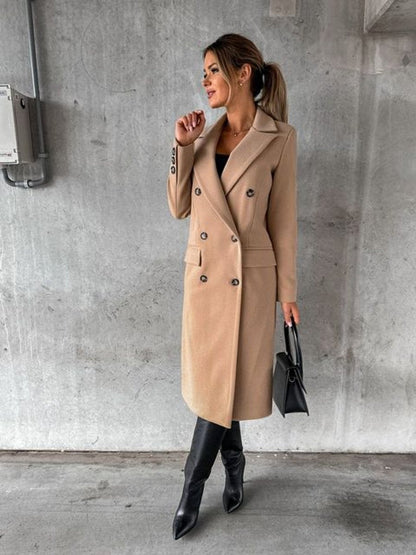 Scarlett | Cappotto midi da donna a maniche lunghe e doppiopetto