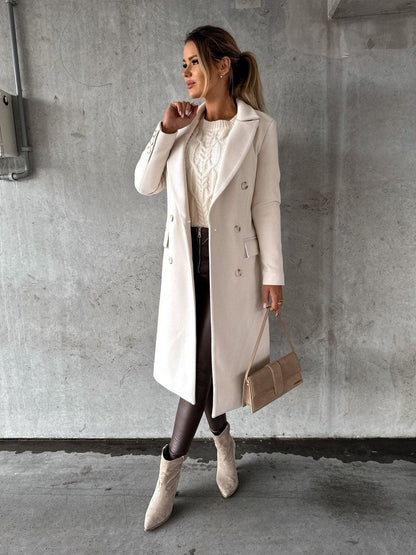 Scarlett | Cappotto midi da donna a maniche lunghe e doppiopetto