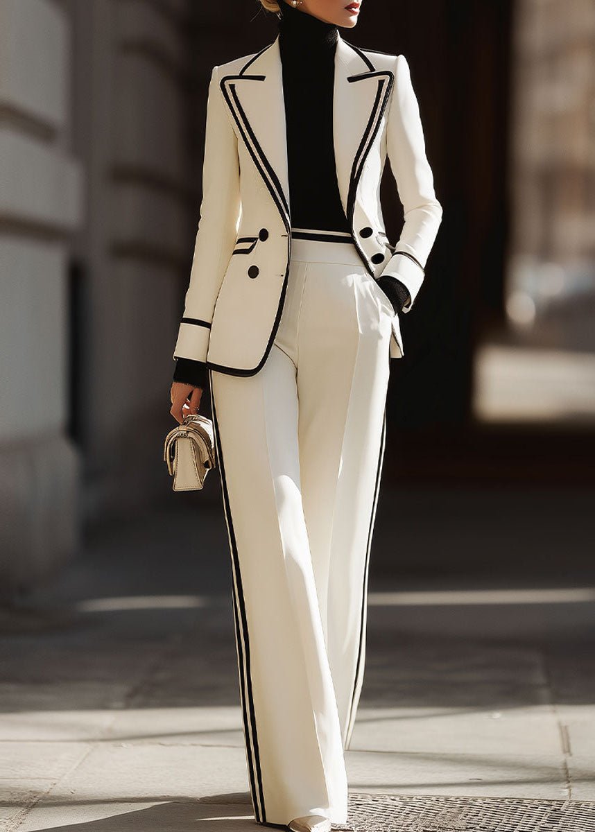 Chloe | Completo da donna a doppio petto: blazer strutturato e pantaloni a gamba larga